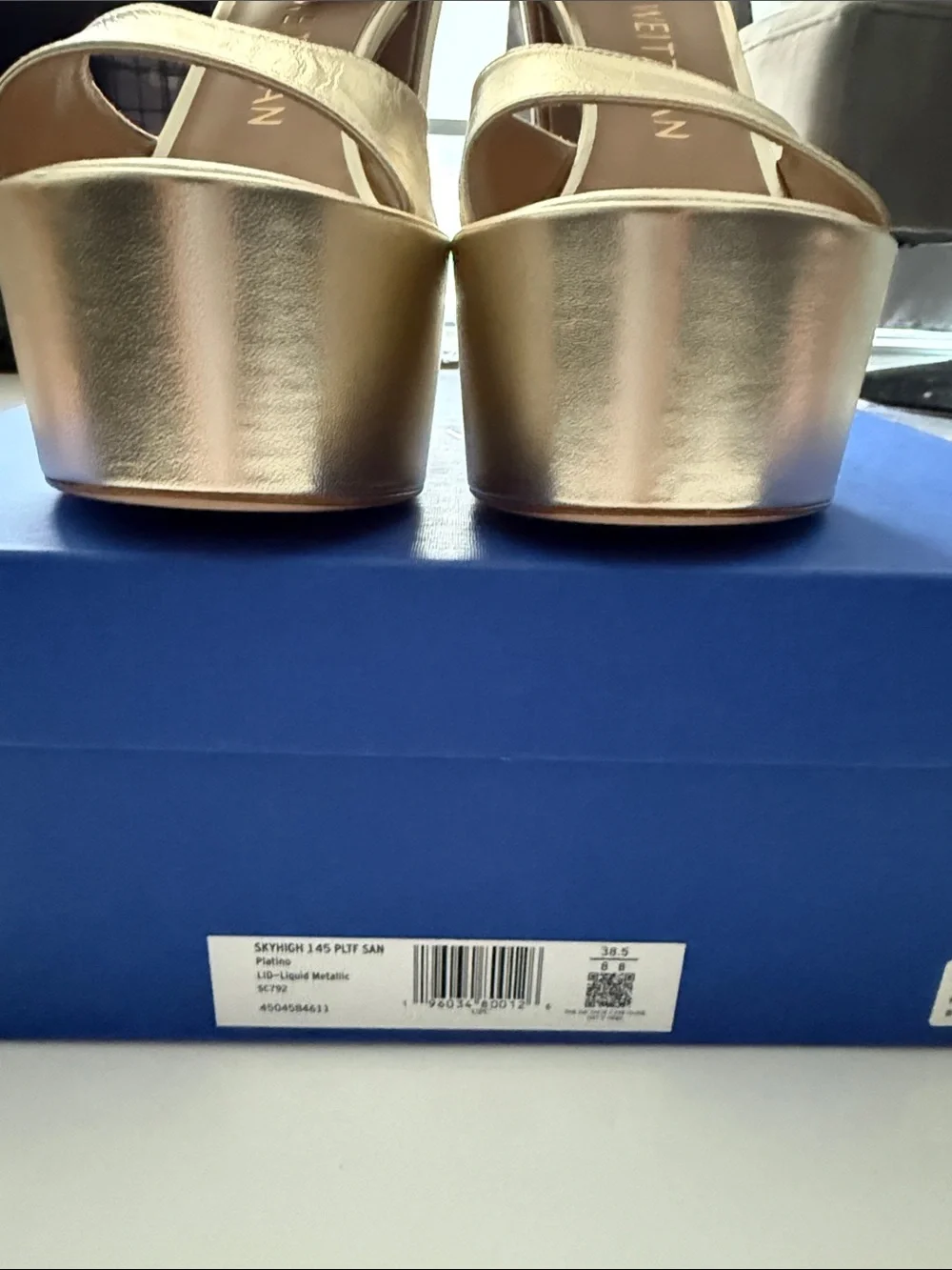 Stuart Weitzman Metallic Gold Platform Slingback Heels